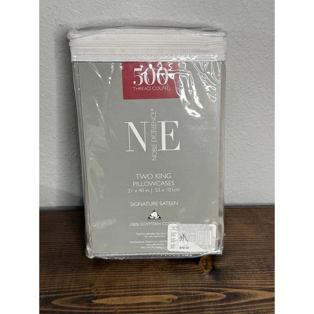 Noble‎ Excellence NE Grey King Size Pillowcases Set New 500ct